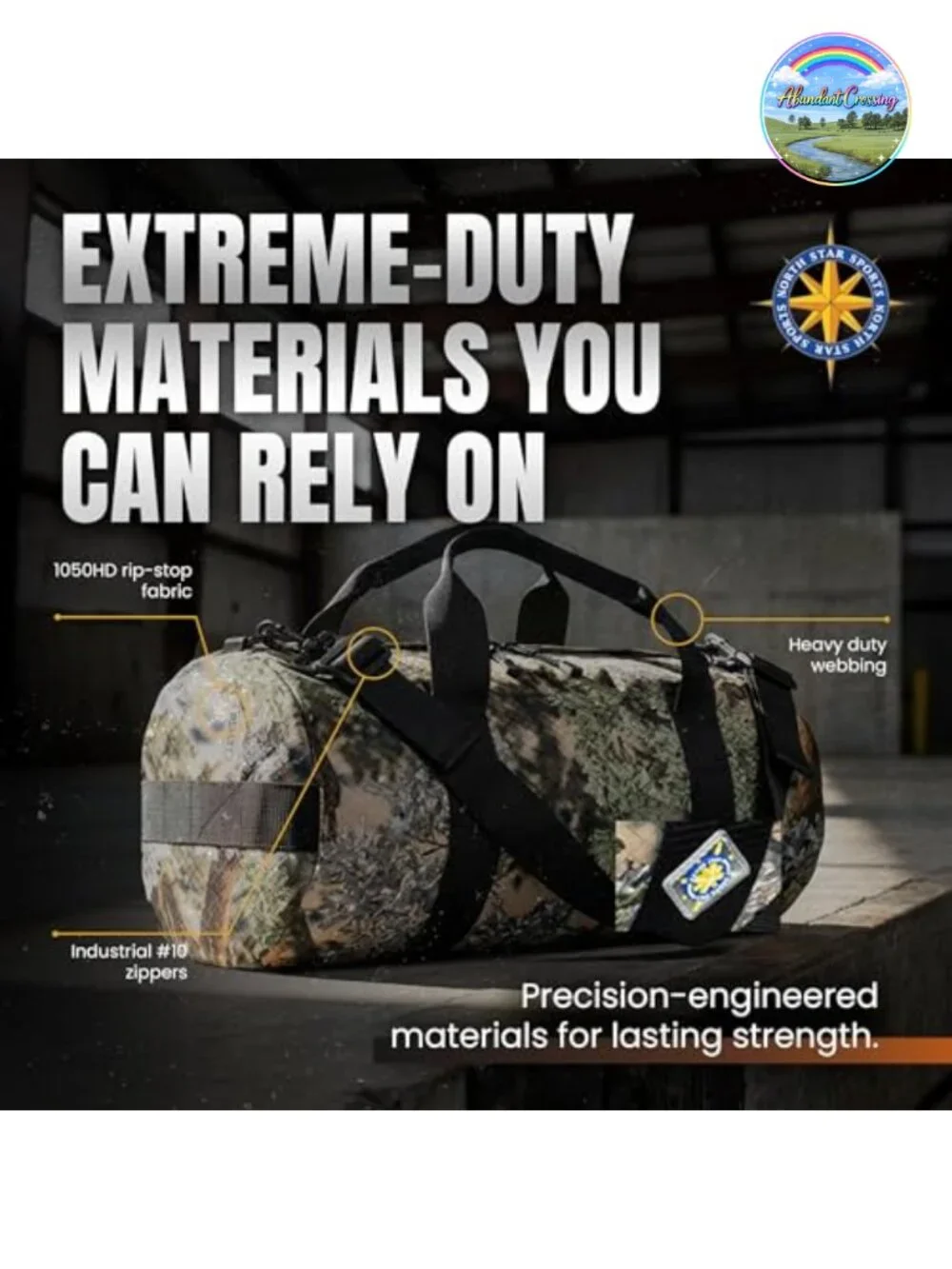 Heavy Duty Expansion Duffle Bag 1050D Ripstop Travel Sports Gym